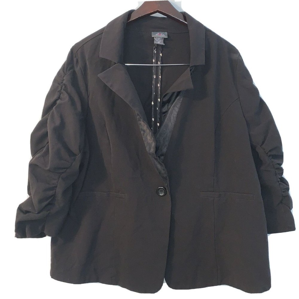 Dots Size 3X Black Ruffle Sleeve Blazer Jacket Woman